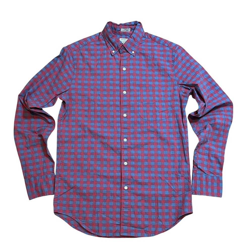 J.Crew Secret Wash Shirt Mens XS Red Blue Gingham Classic Organic Cotton